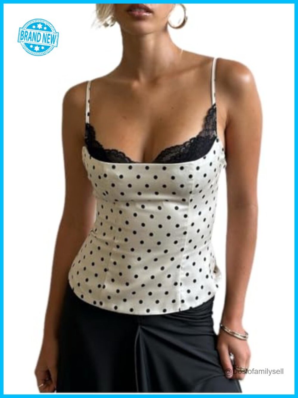 Women Lace Trim Tank Top Adjustable Strap Corset Going Out Top